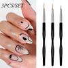 3Pcs/Set Stripe Nail Art Liner Brush Set Tips Ultra-thin Line Drawing Pen Gel Painting Brushes Manicure Tools