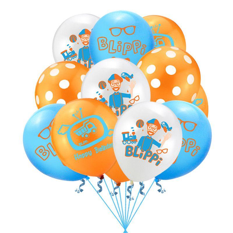 Blippi 12" 12pcs Latex Balloons Party Supplies Decor Kids Birthday Shower Baby