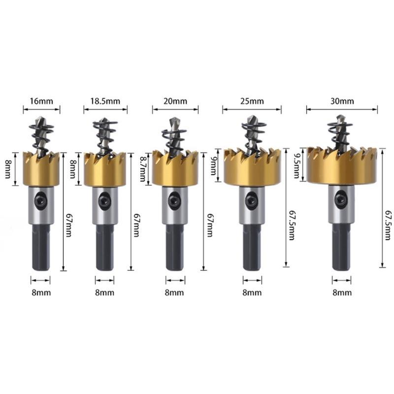 High Speed Steel Hole Cutter Set 15-40mm Suitable for Stainless Steel Iron & Wood Drilling Professional And DIY Projects
