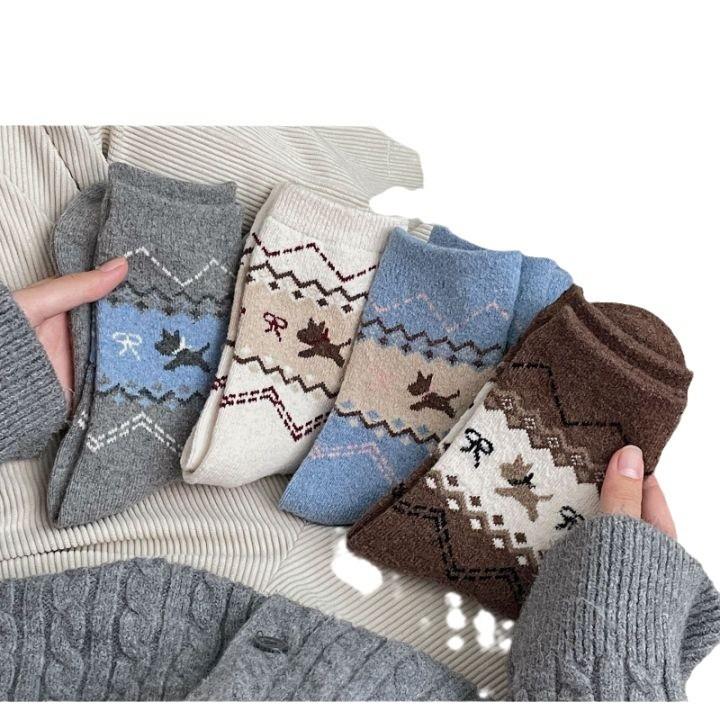 Sundry Wind Puppy Wool Socks Thickened Warm Tube Socks Stockings Stacking Socks Children Cute