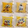 Game CCupheadS Cushion Cover Silky Short Plush DoubleSided Printed Pillow Case for Sofa All Seasons Home Decor Gift