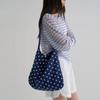 [8 Seconds] Silver Flower Embroidery Fabric Bag Blue (3567D3AM9P)