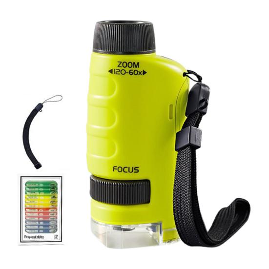 1 zestaw mikroskopu dla dzieci, powiększenie 60x-120x, przenośny mikroskop naukowy do szkolnej przygody na świeżym powietrzu