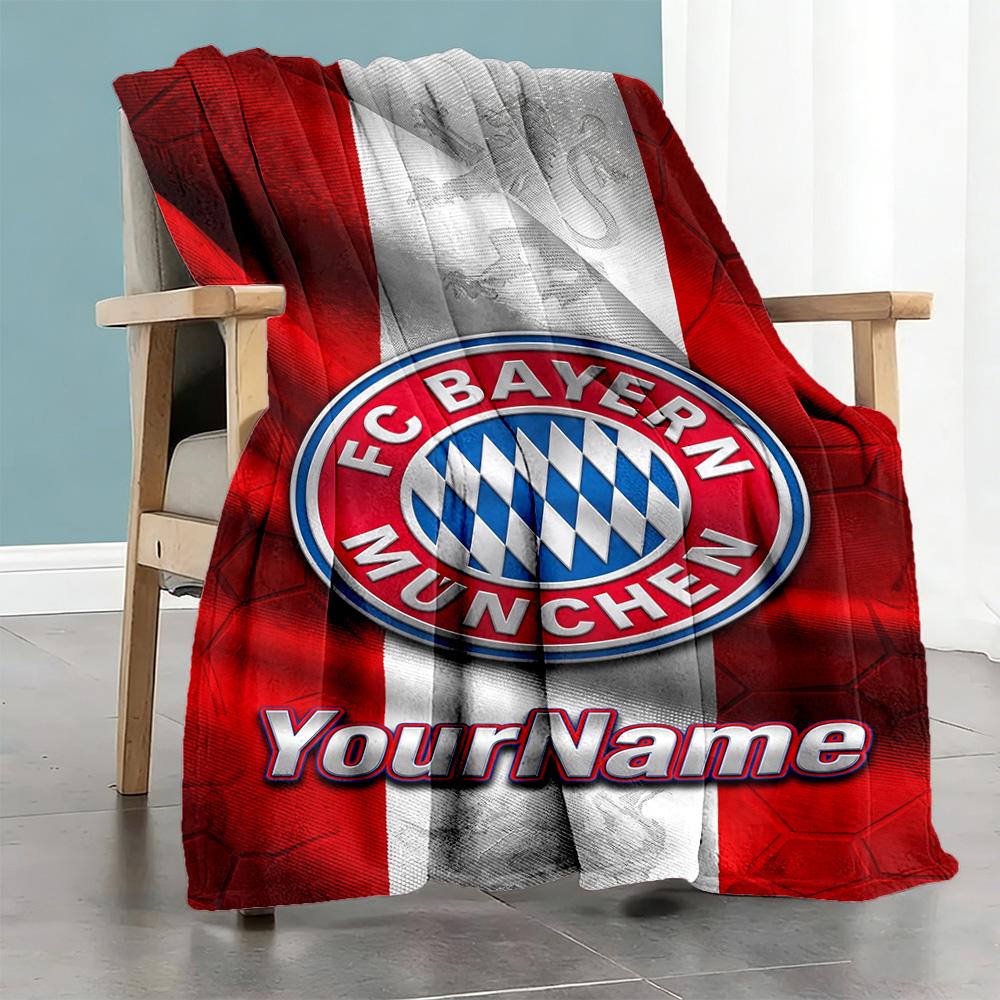 Bayern Munich Personalized Text Blanket Gift Personalized Blanket Soft Warm Cozy Suitable for Couch Living Room Livingroom Nap Four Seasons Universal