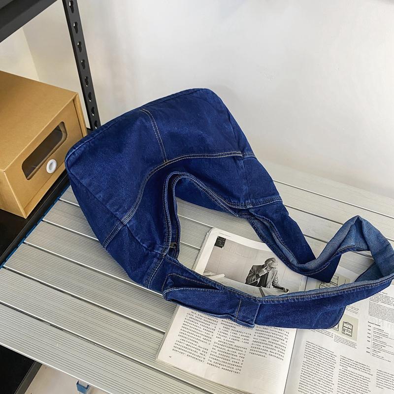 Denim Bag Women's Shoulder Shopping Bag College Student Large Capacity Class Bag