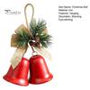 Handmade Style Christmas Tree Decor Bell Ornaments, Metal Double Jingle Bells Xmas Hanging Holiday Party Door Decoration with Pinecones Berries