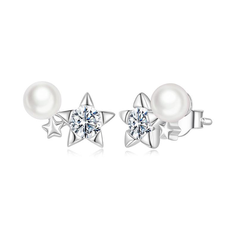 Barbie earrings Moissanite five-pointed star, original and high-quality temperament, ins style love confession, 925 silver shell beads ZJYES-YS-032