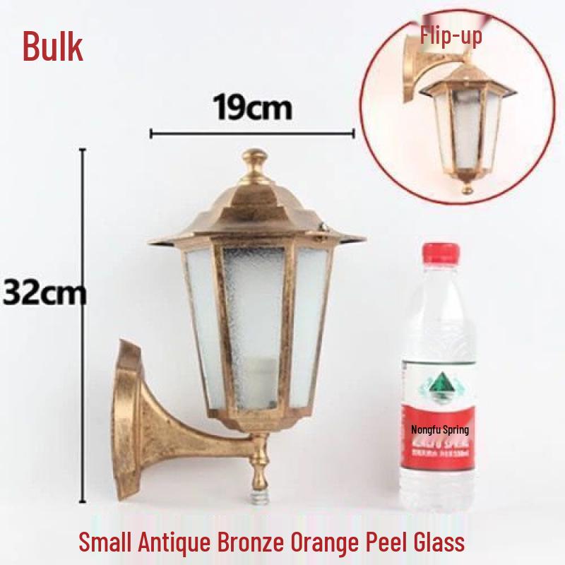 Hexagonal Outdoor Wall Light: European Retro Waterproof Lamp in Antique Bronze Black for Balcony Decor