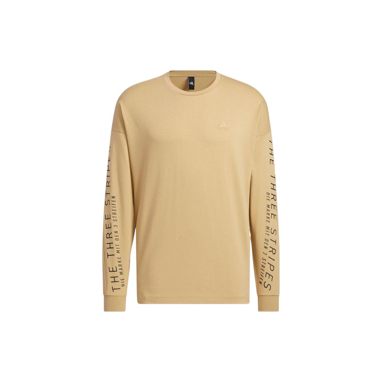 

adidas Unisex Solid Color Minimalistic Alphabet Printing Round Neck Pullover Sweatshirt Khaki HM2696 L