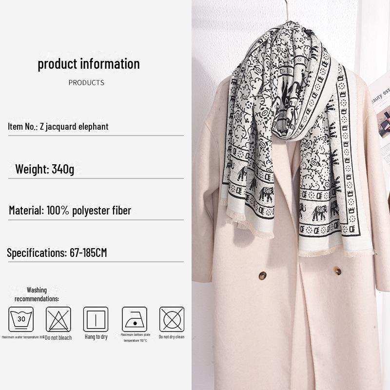 Eleganter Vintage Schal mit Elefantenprint: High-End Reise-Mode-Schal