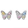 Exquisite Colorful Rhinestone Butterfly Stud Earrings: Light Luxury & Versatile Design for Women