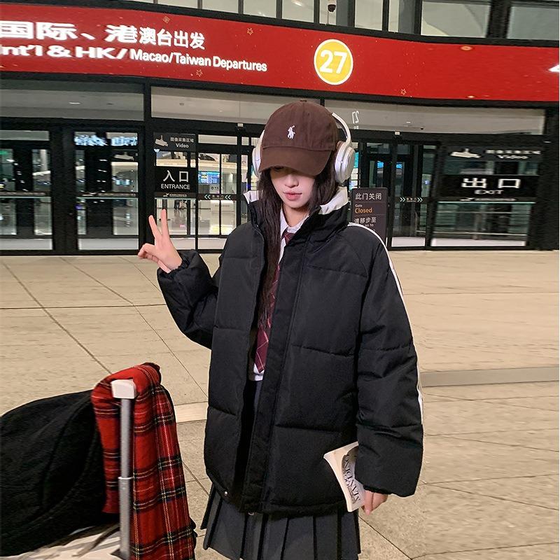 

Женская хлопковая одежда с подкладкой зима новая короткая пуховая хлопковая одежда повседневные хлопковые куртки универсальная хлебная одежда куртки со стойкой 2XL suggestion [150-165] catties чёрный