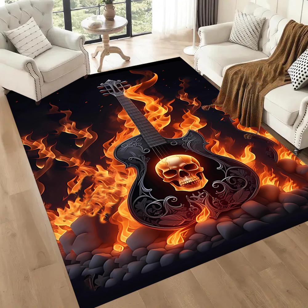 Golden Skull Artwork Floor Mats for Living Room, Bedroom and Room Decoration Are Suitable for Gifts.