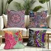 Mandala Pattern Cushion Cover Silky Short Plush Invisible Zipper Dustproof Sofa Pillow Case for Home Decor