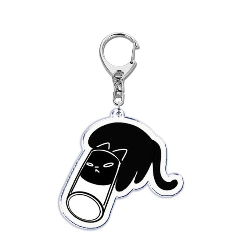 Cute Cartoon Cat Pet Keychain KeyRing Fashion Funny Black Cat Popular for Bag Pendant Llaveros Aaccessories Gift