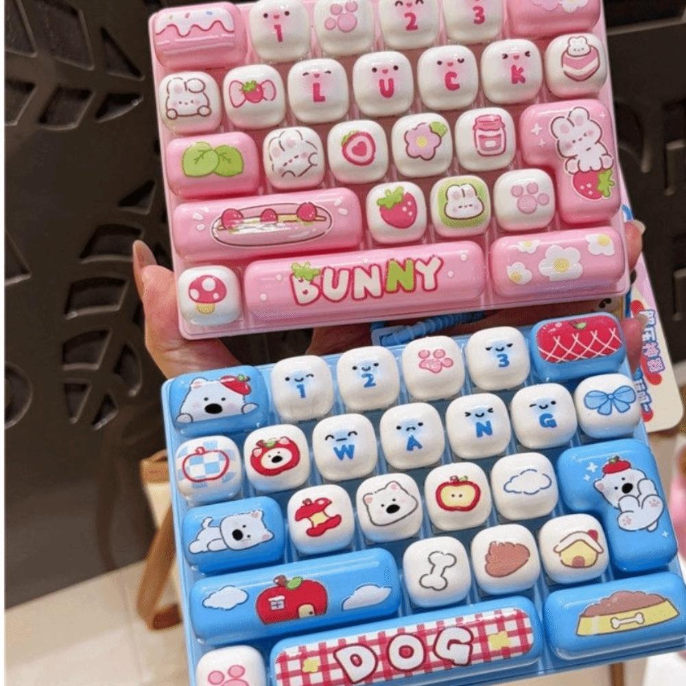 Cartoon Animal 26 Grids Keyboard Clicker Keychain Cute Fidget Bag Pendant Office