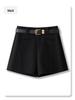 Women's 2024 High-Waist Khaki Wide-Leg Pants & A-line Shorts Set for Autumn/Winter