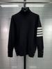 TB Knitted Sweater New Four Bars Striped Men's and Women's High-end Sense Versatile Striped Casual Wool Turtleneck Sweater