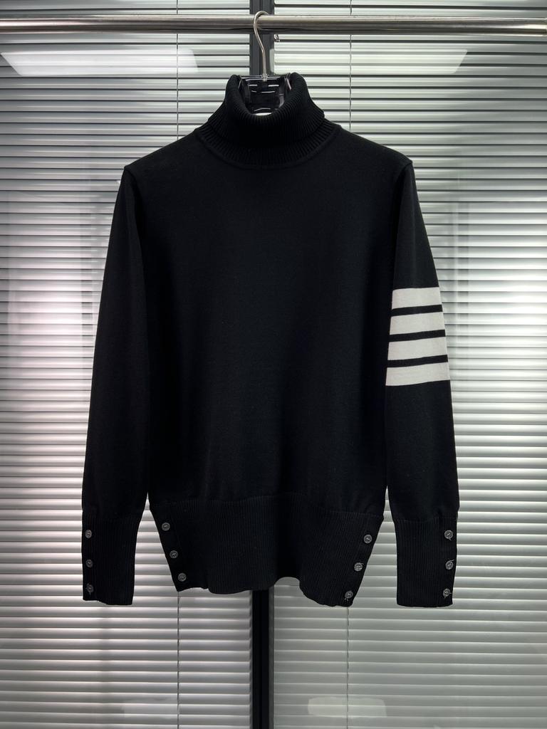 TB Knitted Sweater New Four Bars Striped Men's and Women's High-end Sense Versatile Striped Casual Wool Turtleneck Sweater