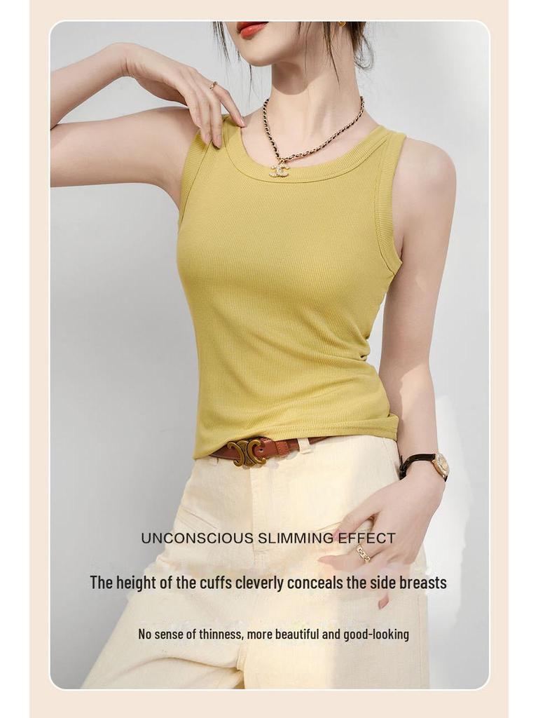 2025 Women's Slim Ice Silk Camisole Vest - Versatile for Layering, Inner, or Outer Wear, Elastic & Sleeveless