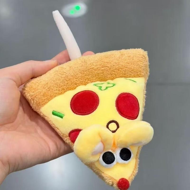 Niedlicher Pizza-Maus Plüsch Schlüsselanhänger Kreatives Essens-Plüschtier Puppe Tasche Anhänger Lustiges Ratten Kuscheltier Für Freunde Geburtstagsgeschenk Kawaii