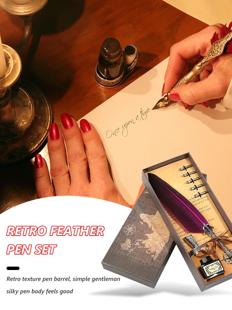  Stylo-plume à plume calligraphie rétro Set d'encres à écrire Papeterie Plume Stylo-plume Cadeau d'anniversaire pour enseignant Outils d'écriture