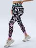 Women's Geometric Print High-Waisted Stretch Leggings for Running, Weightlifting, and Yoga.
