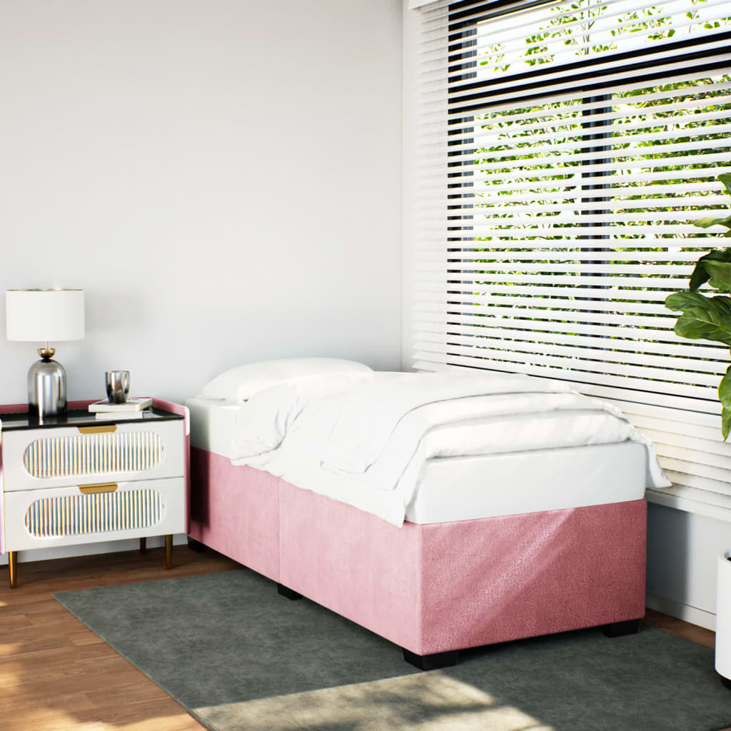 Pink Bed Frame 31.5 x78.7 Velvet