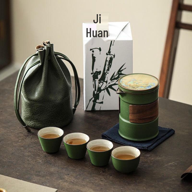 

MOZHOU Ceramic Bamboo Knot Travel Tea Set