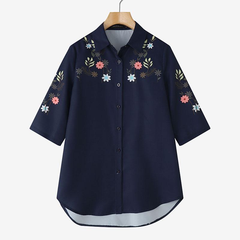 ZANZEA Womens Turn Down Collar Loose Half Sleeve Floral Print Shirts