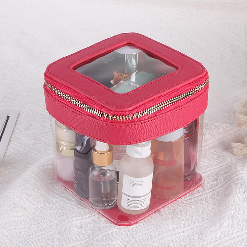 Damen Transparente Make-up-Tasche Wasserdichte Niedliche Kulturtasche Tragbare Kosmetik-Organizer-Tasche für Zuhause Geschäftsreise