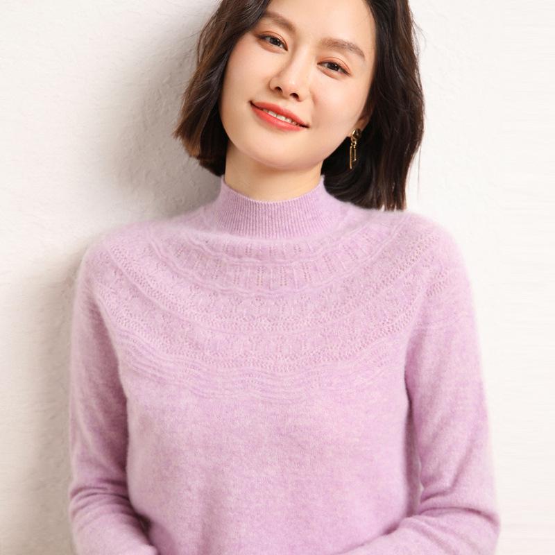 

Зимний кардиган с полувысоким воротником для женщин, женская базовая трикотажная рубашка первого ряда, мягкий и эластичный теплый кашемировый топ XXL