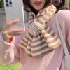 Striped Cross Scarf Women'S Autumn And Winter Korean Lazy Pullover Wool Scarf Versatile  Scarf