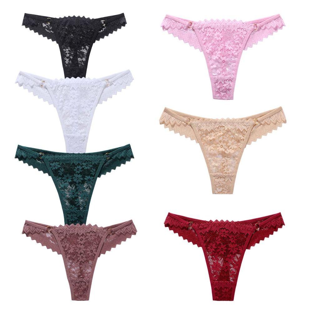 Bow Lace Seamless Panties Low Waist Mesh Lace Briefs Breathable Flower Underwear for Women Girl