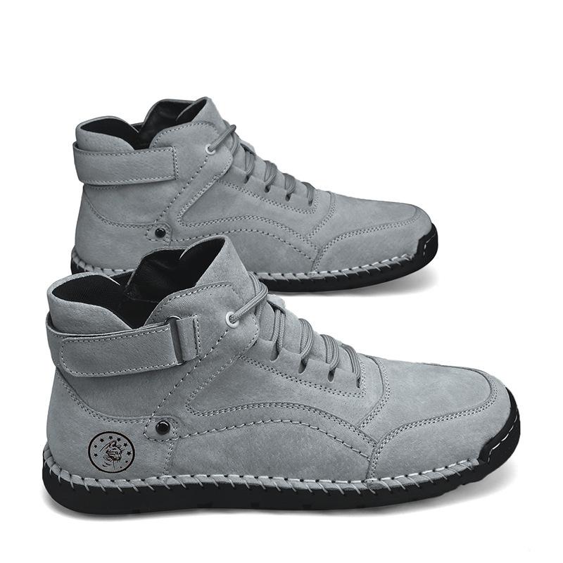 

Американские высококачественные кожаные высокие хлопковые ботинки мужские зимние бархатные ботинки для спорта на открытом воздухе и отдыха альпинизм 38 серый