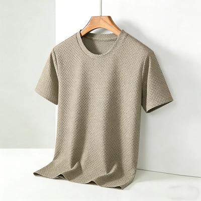High-Quality Men's  Waffle Knit T-Shirt Breathable Short Sleeve Casual & Leisure Top