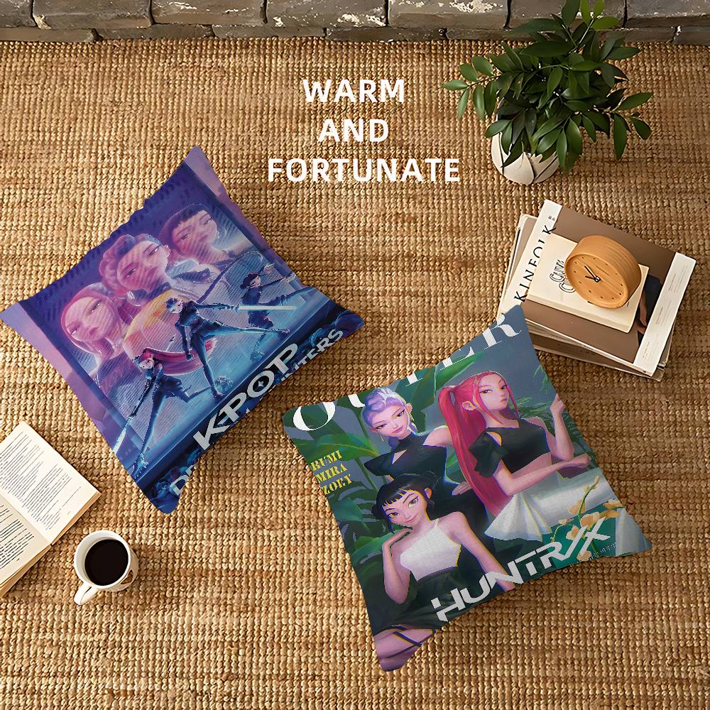 Anime K-Kpop Demon Hunters Pillow Cover Sofa Cushion Cover Home Room Decoration Children Gift