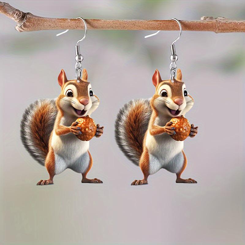 Acrylic Squirrel & Acorn Earrings: Perfect for Christmas or Daily Wear for Women