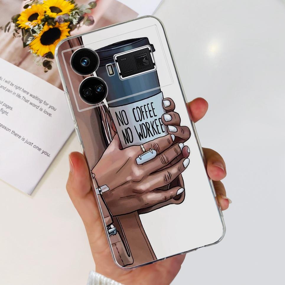 Pro Realme GT5 Pouzdro Průhledné Silikonové Měkký TPU Kryt Pro OPPO Realme GT 5 RealmeGT5 Pouzdra Květinové Mramorové Želé Nárazník Coques