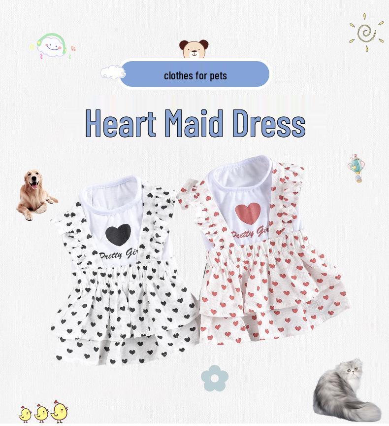 Heart Maid Princess Dress - Spring/Summer Thin Style for Small Dogs