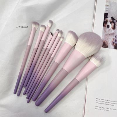 10Pcs Purple Makeup Brush Set Full Set of Beauty Tools Loose Powder Brush Eye Shadow Brush Concealer Brush