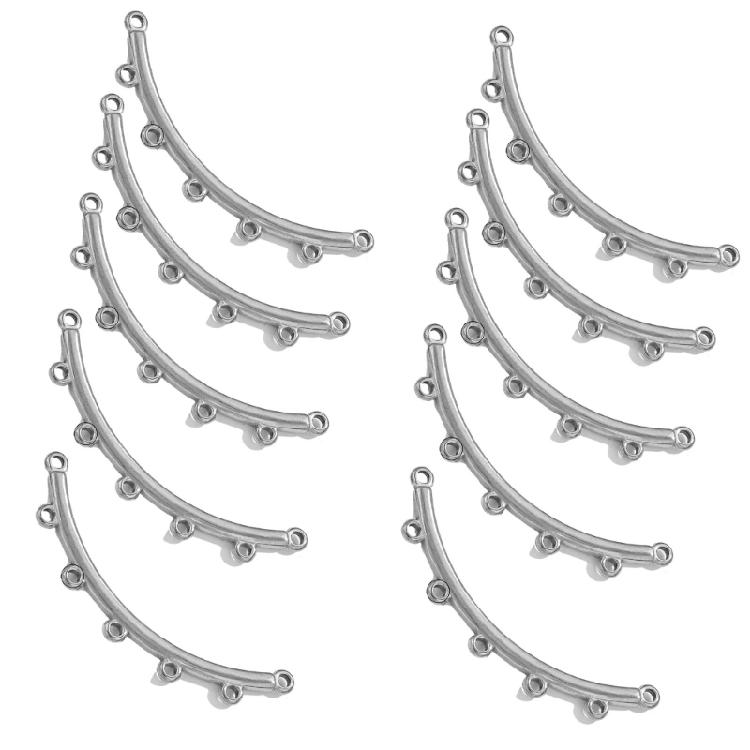 10pcs Stainless Steel Curved Connectors Elegant Porous Necklace Bracelet Clasps