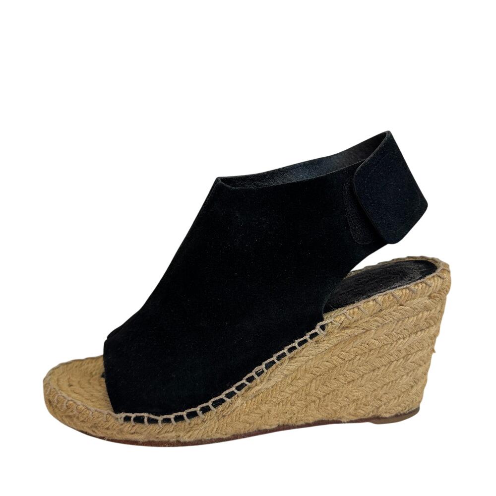 CELINE Wedge Sandals Espadrille suede Sandals black suede Used 14540₽