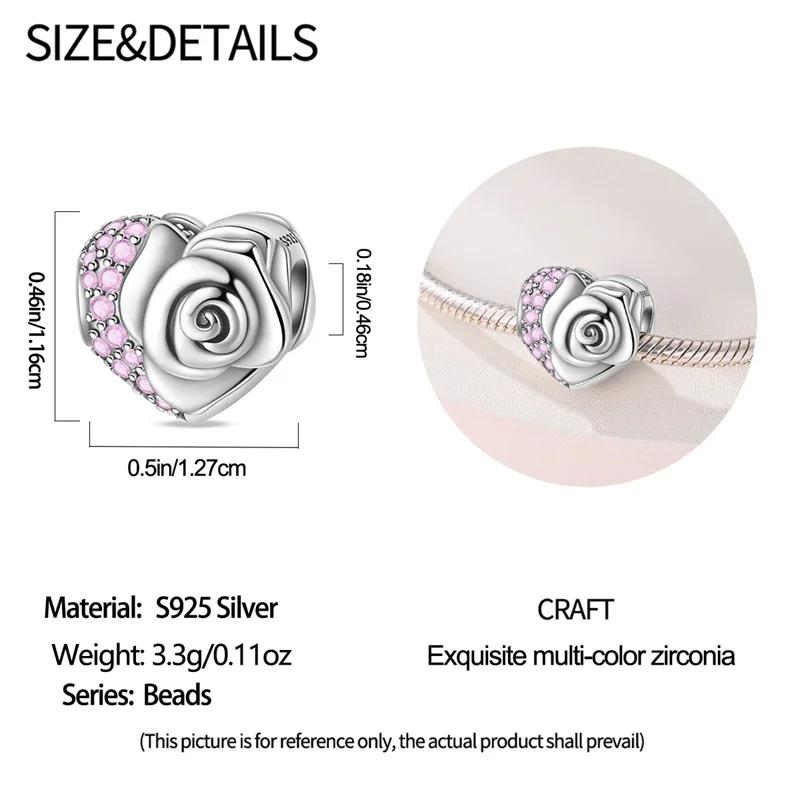 925 Silver Pink Color Cat's Paw Rabbit Elephant Zircon Dangle Charms Beads Pendant Fit Bracelet Necklace DIY Jewelry