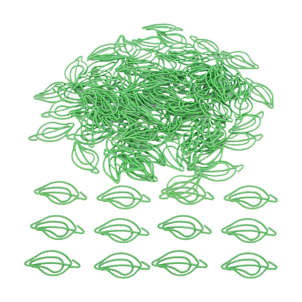 200 Pcs Leaf Shaped Paper Clips Cute Fun Bookmark Paperclip Planner Clips with Transparent Box for O