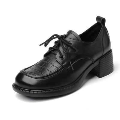 Fashion AIYUQI Women Shoes Loafers Genuine Leather Spring New Lace-up Mid Heels Shoes Women British Style Large Size Women Shoes
