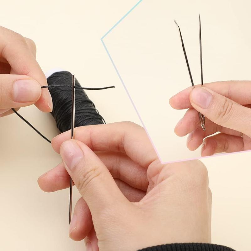 32 Yards Waxed Thread and Leather Repair Needles for Home Upholstery, Carpet, Canvas Repair and Sewing (Black)