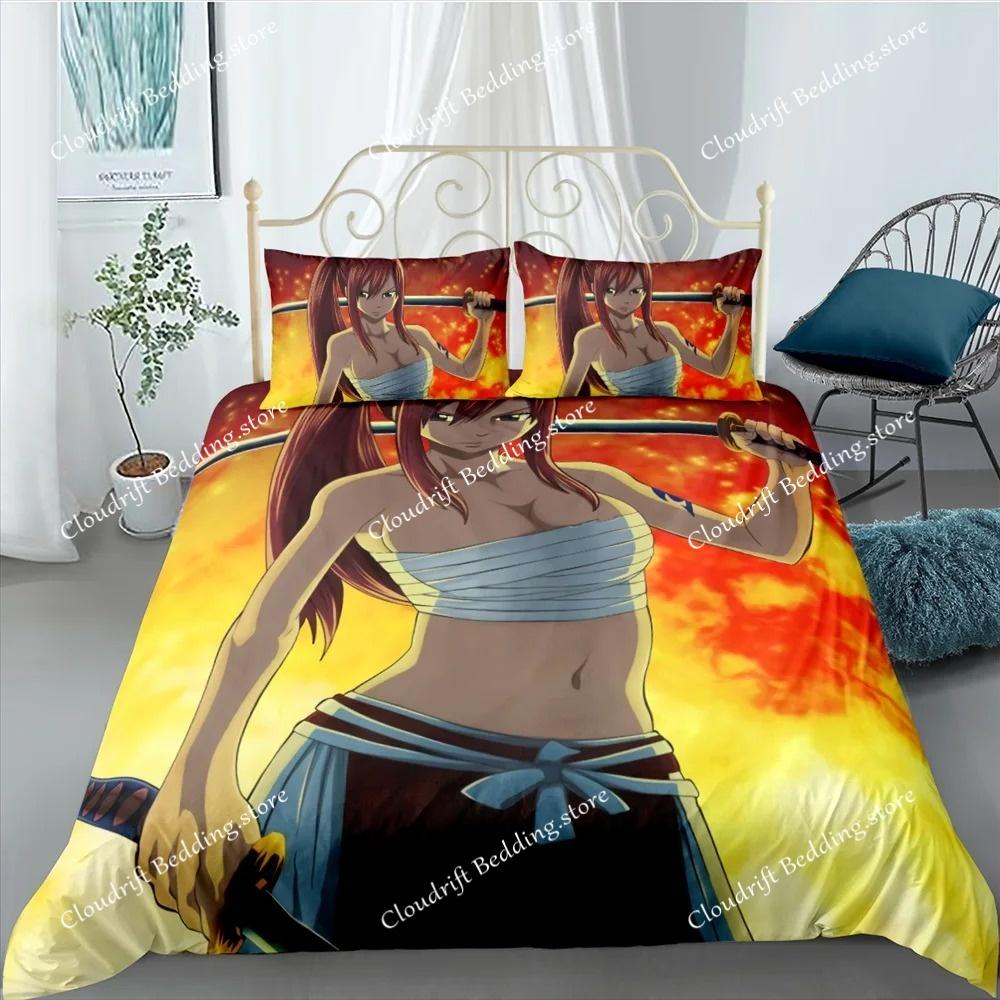 Anime Fairy Tail 3D Duvet Cover with Pillow Cover Bedding Set Single Double Twin Full Queen King Bed Set for Bedroom Decor