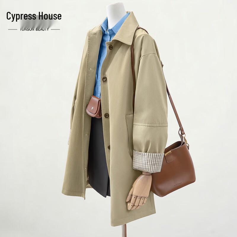 Женский клетчатый рукав Повседневный лацкан Тренч Sibeishe 2XL