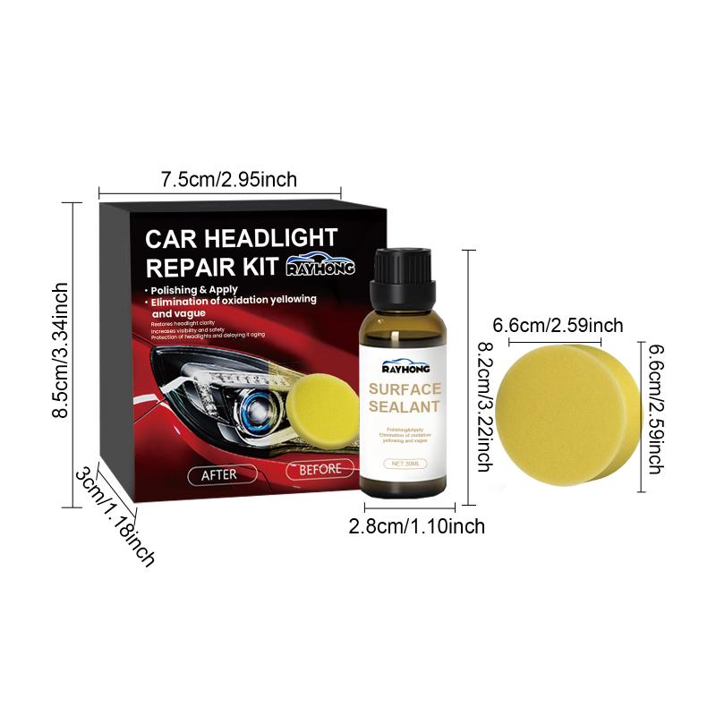 Car Headlight Restoration Kit Headlight Lampshade Scratches Stains Polished Renovated Maintenance Cleaning Antioxidant Coating